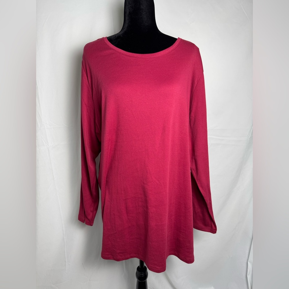 Lane Bryant 26/28L Berry Long Sleeve Basic Tee